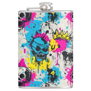 Flasques Graffiti Motif avec des couleurs néon et un terrai