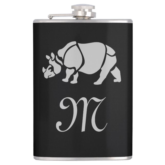 Flasques Grand Rhino Indien Rhinoceros Unicorn Rhino Monogr (Devant)