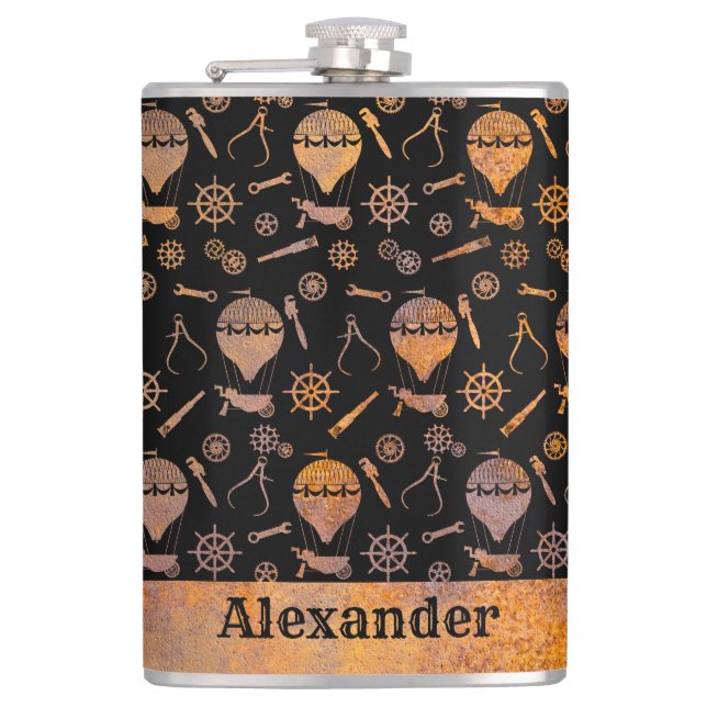 Flasques Grand Steampunk Rusty Balloons Thème Personnalisé  (Devant)