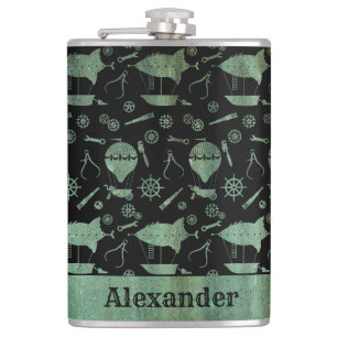 Flasques Grand Steampunk Verdigris Airship Thème Personnali