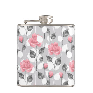 Flasques Gray and pink. Floral