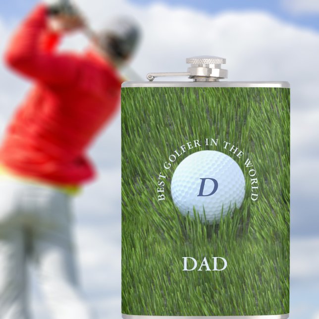Flasques Green Best Golfer in the World Golf Theme Flask (For the best golfer in the world. Just add their initial and name to this green flask)