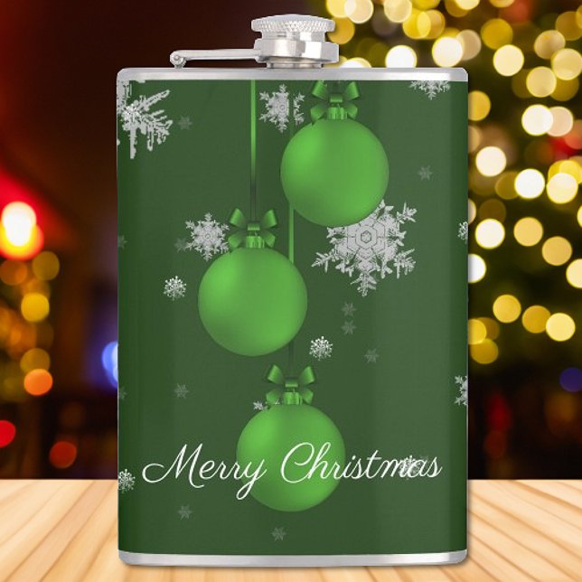 Flasques Green Christmas Ornements Flamme de Noël (Green Christmas Ornaments Holiday Flask)