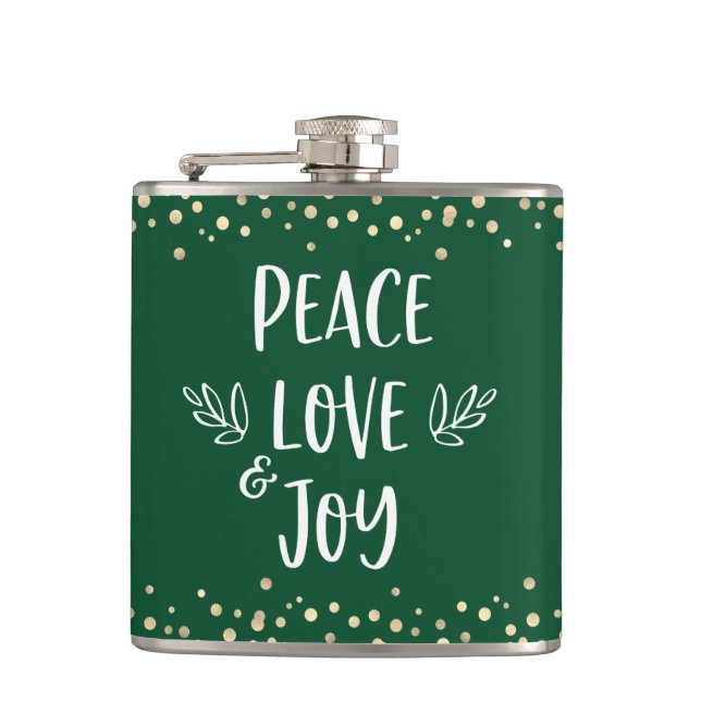 Flasques Green Peace Love Joie Typographie moderne Dots d'o (Devant)