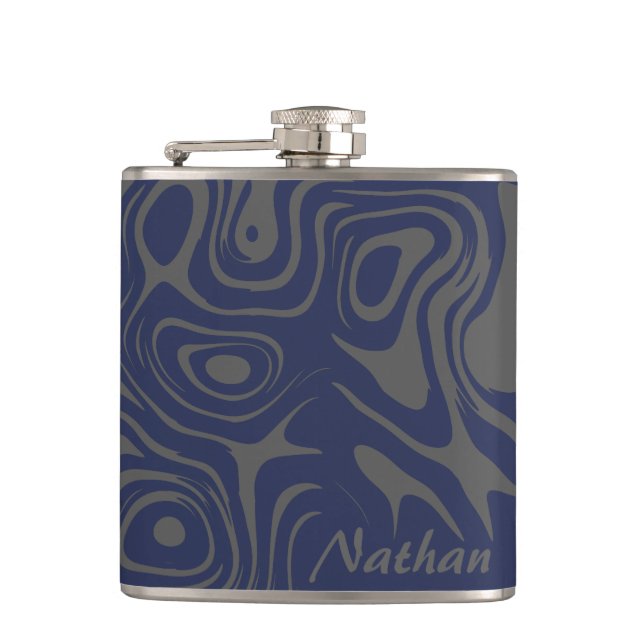 Flasques Gris et bleu motif abstrait personnalisable (Devant)