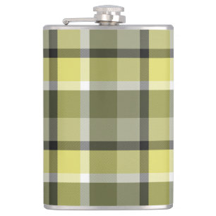 Flasques Gris pâle, Jaune, Tartan blanc Plaid Motif