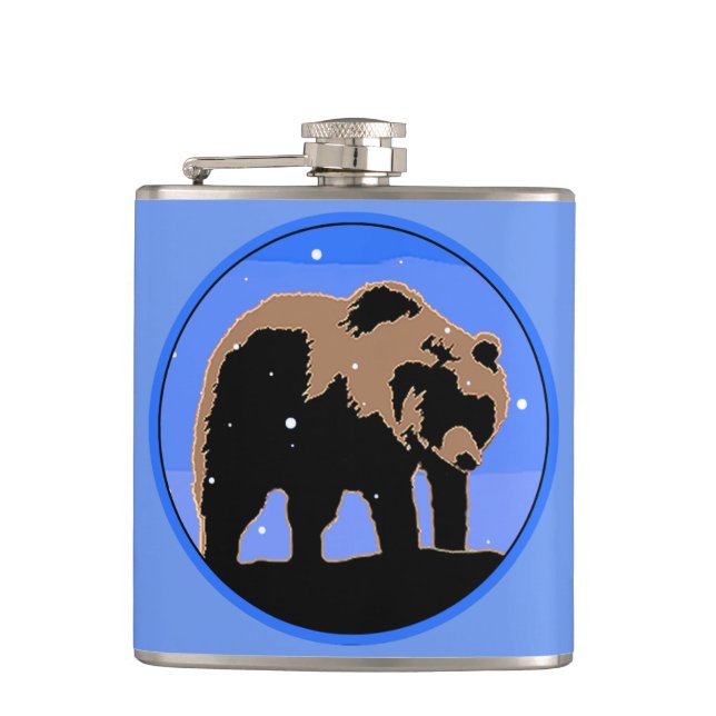 Flasques Grizzly Bear en hiver - Art original de la faune (Devant)