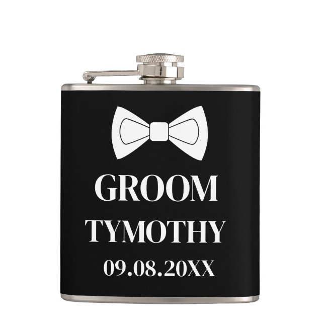 Flasques Groom Black Elegant Cadeaux modernes Mariage (Devant)
