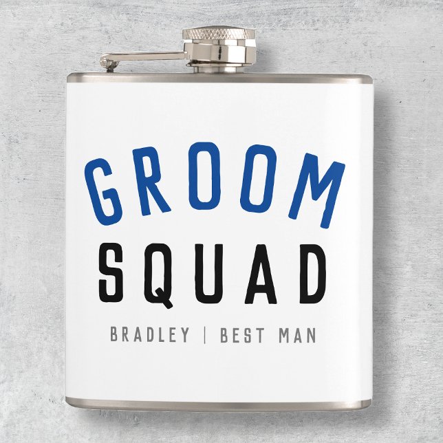 Flasques Groom Squad | Moderne Bachelor Groomsman Design (Créateur téléchargé)
