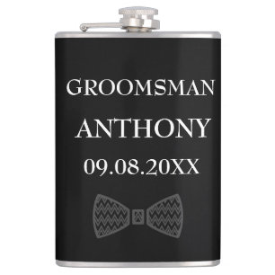 Flasques Groomsman Black Elegant Personnalisé Nom Cadeaux M
