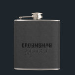 Flasques Groomsman Black Faux Leather Black Text<br><div class="desc">Perfect gift for your groomsman. Minimalistic design featuring black faux leather texture with black typography with an embossed look for the custom name of the groomsman.</div>