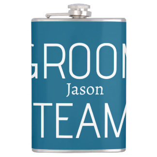 Flasques groomsman bold groom team gray blue white bachelor