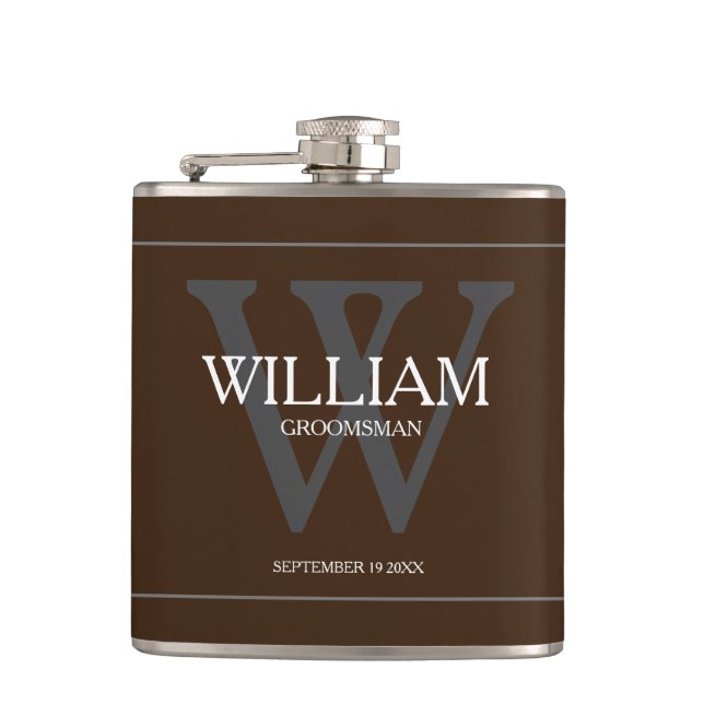 Flasques Groomsman Cadeau Mariage Cadeau Rustique Chic Brow (Devant)