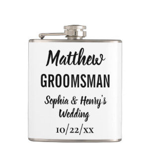 Flasques Groomsman Cadeau Moderne Typographie Mariage