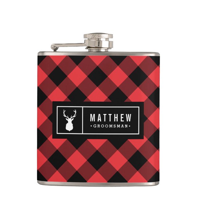 Flasques Groomsman de Buffalo Plaid (Devant)