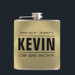 Flasques Groomsman Gifts-Métallic fausse texture or<br><div class="desc">Un élégant marié et le meilleur homme cadeau de mariage modèle. Arrière - plan de texture métallique fausse or.</div>