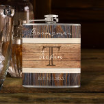 Flasques Groomsman Mariage en bois rustique<br><div class="desc">Le Mariage Groomsman Flask Rustic Wood Tone est un excellent cadeau pour votre fête de mariage ou de baccalauréat.</div>