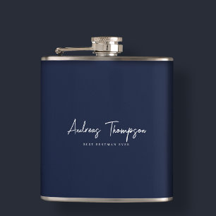Flasques Groomsman moderne Bestman Best Man Dark Navy Bleu