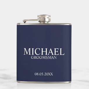 Flasques Groomsman Personnalisé bleu marine moderne