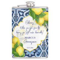 Groomsmen cadeaux faveurs tuiles bleues citron Ama