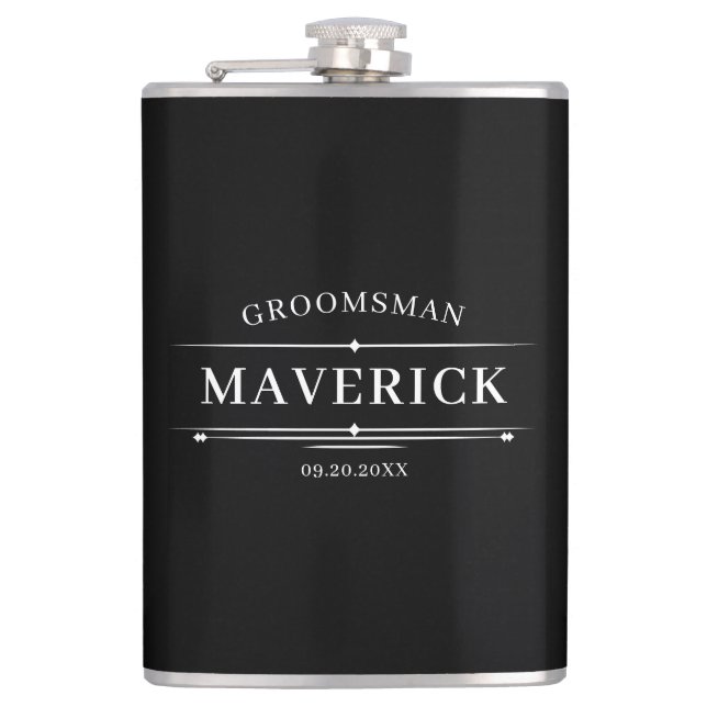 Flasques Groomsmen moderne Cadeau Mariage classique Favoris (Devant)