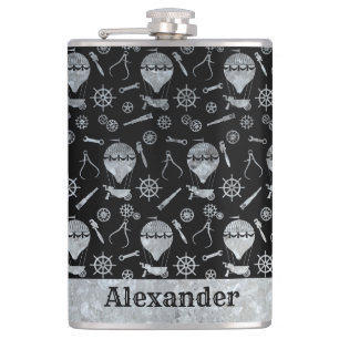 Flasques Gros Ballons en zinc d'argent Steampunk Nom person