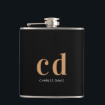 Flasques Grossiste en or noir<br><div class="desc">Un arrière - plan noir classique,  un texte de couleur dorée. Personnalisez et ajoutez vos initiales monographiques et votre nom. Pour les mariages,  les mariés,  les anniversaires.</div>