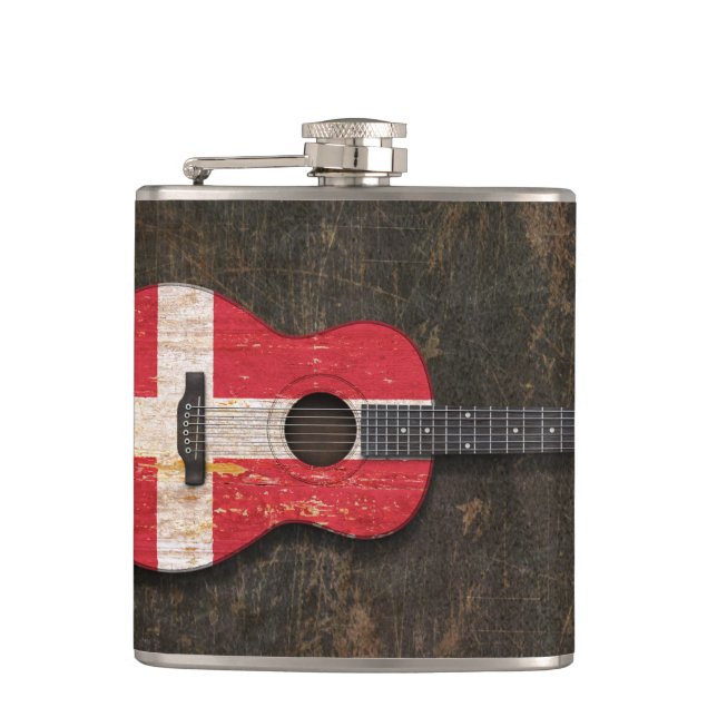 Flasques Guitare acoustique rayée et utilisée de drapeau (Devant)