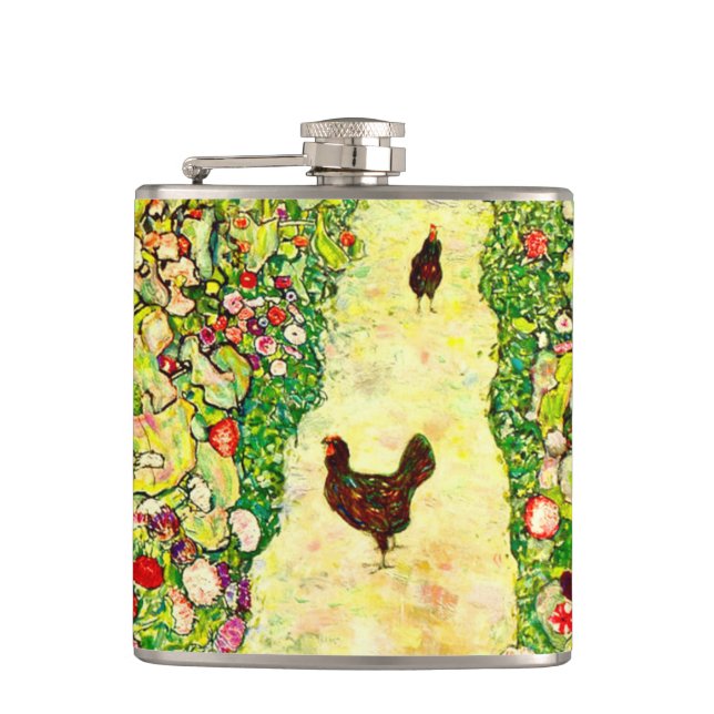 Flasques Gustav Klimt Garden with Chickens (Devant)