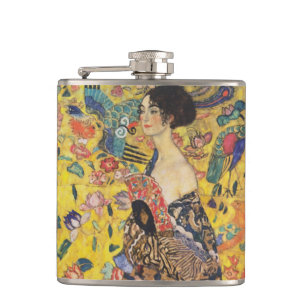Flasques Gustav Klimt Lady With Fan Art Nouveau Painting