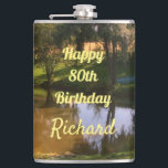 Flasques Happy 80th Birthday<br><div class="desc">Scène du pays Joyeux 80e anniversaire Fiole.</div>