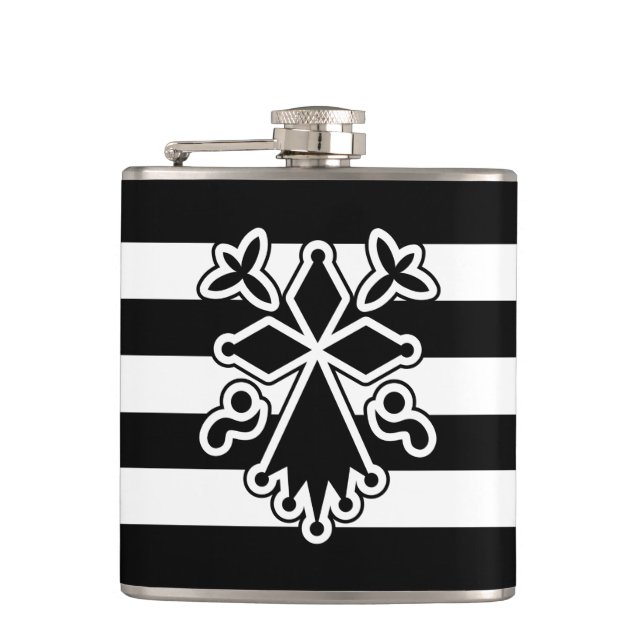 Flasques Hermine bretonne en gwenn ha du (blanc et noir) (Devant)