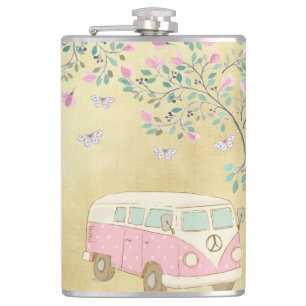 Flasques Hippy Van Butterflies et or de fleur