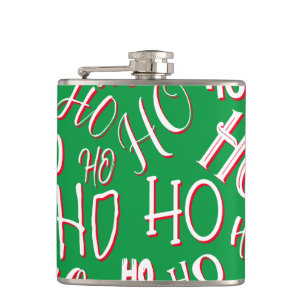 Flasques HO HO HO motif de texte de Noël blanc vert rouge