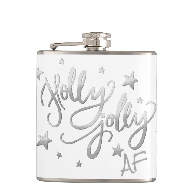 Flasques Holly Jolly AF | Scripts à huile brillant en argen (Devant)