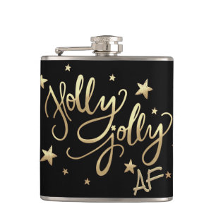 Flasques Holly Jolly AF   Shiny Gold Faux Foil Script