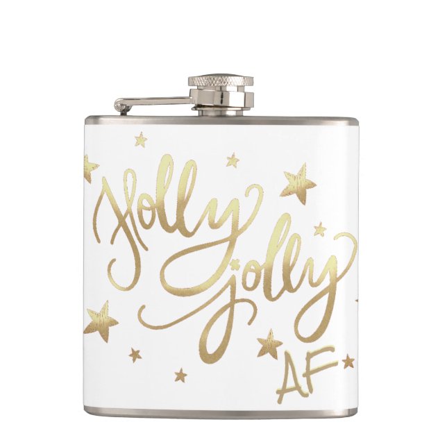 Flasques Holly Jolly AF | Shiny Gold Faux Foil Script (Devant)