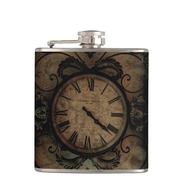 Flasques Horloge vintage gothique antique Mur Steampunk (Devant)
