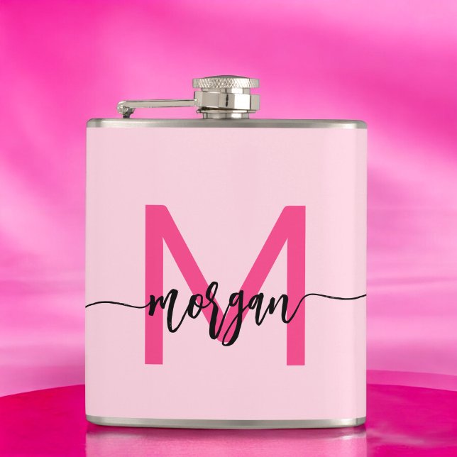 Flasques Hot rose Monogram Fête de la Bachelorette (Créateur téléchargé)