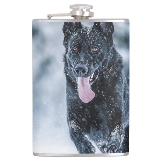 Flasques Housse de couette Black German Shepherd dans la ne (Devant)