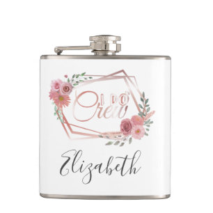 Flasques I Do Crew Rose Floral Fleurs Roses Vert feuillage