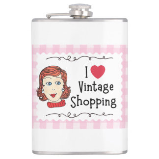 Flasques I Love Vintage Shopping Vinyl Wrapped Flask