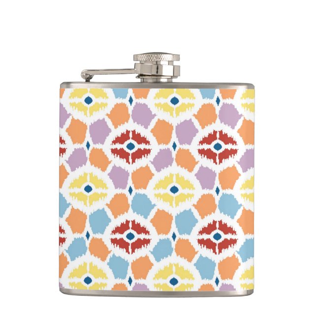 Flasques Ikat coloré de diamants géométrique (Devant)