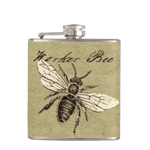 Flasques Illustration Antique d'Abeille Ouvrière Insecte Vi