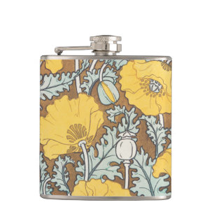 Flasques illustration d'art pavot fleur jaune