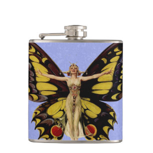 Flasques Illustration de femme volant papillon Flapper