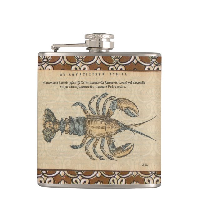 Flasques Illustration de homard vintage : damas côtier  (Devant)