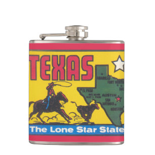 Flasques Illustration de promotion vintage du Texas avec co
