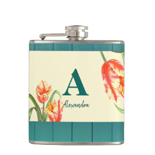 Flasques Illustration des tulipes de perroquets jaunes aqua