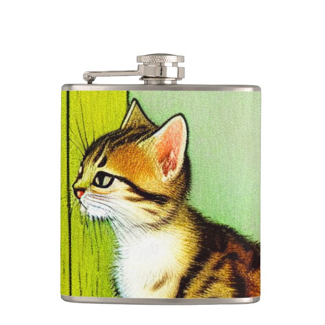 Flasques Illustration vintage Tabby Cat (Devant)